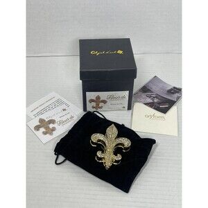 New In Box Art Form Fluer De Lis Dimante Rhinestone Trinket Box 3"